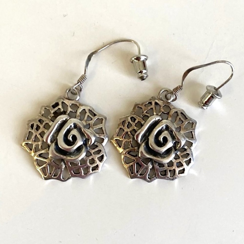 *TAKE 1/2 OFF: Lovely rose earrings in openwork sterling
